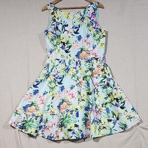 Premise Womens Floral Fit and Flare Scoop Neck‎ Tank Dress Multicolor Lined  12